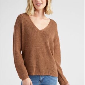 Gentle Fawn Rust Brown Tucker Sweater Pullover V Neck Knit Sweater Size XS